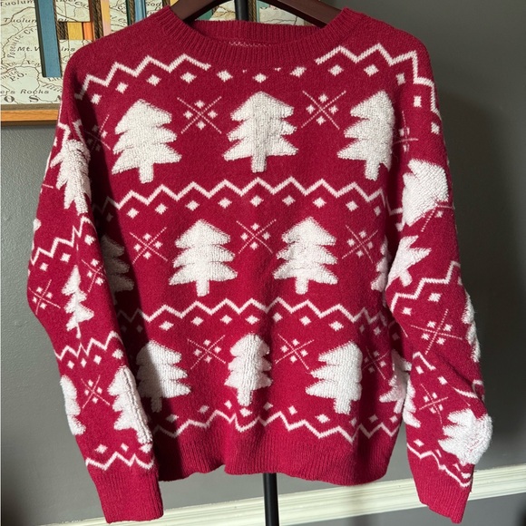 Red Crop Christmas Tree Sweater - Picture 1 of 2